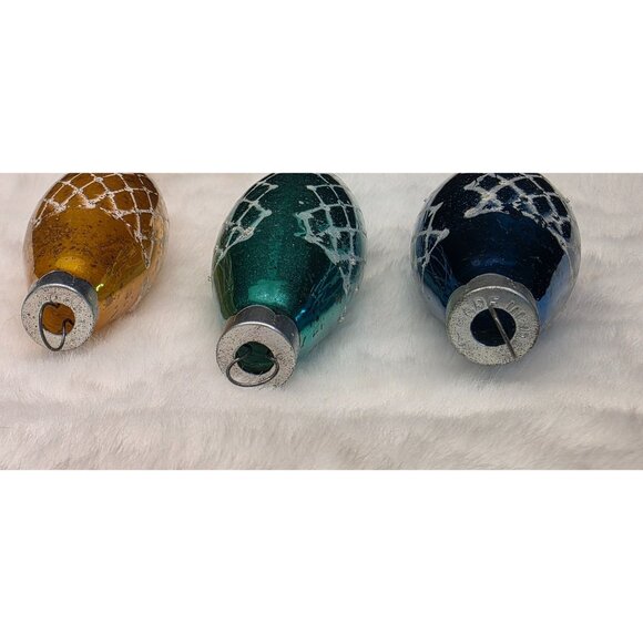 Vintage Mercury Glass Teardrop Icicle Stenciled Christmas Ornaments - Picture 8 of 10